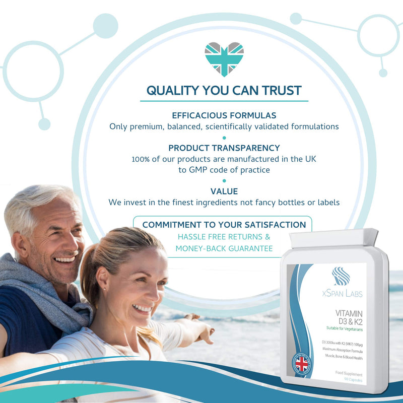 Vitamin D 3,000 IU & Vitamin K2 100ug MK7 Vegetarian Capsules - 90-Day Supply of Vitamin D3 Supplement Source of Cholecalciferol – Exclusively Manufactured in The UK for Maximum Absorption - NewNest Australia