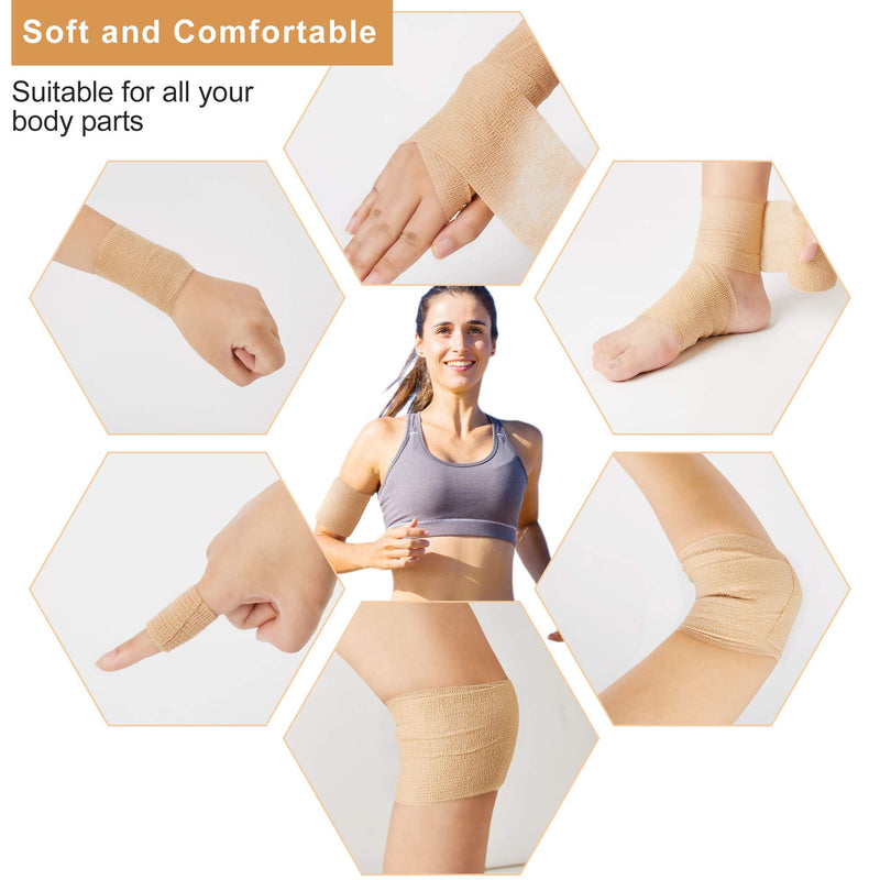 Self Adhesive Bandage Tape (3 Inches X 5 Yards), 8 Pack Elastic Cohesive Bandage Medical Wrap for First Aid, Sports, Wrist & Ankle 8 Rolls (Pack of 1) - NewNest Australia