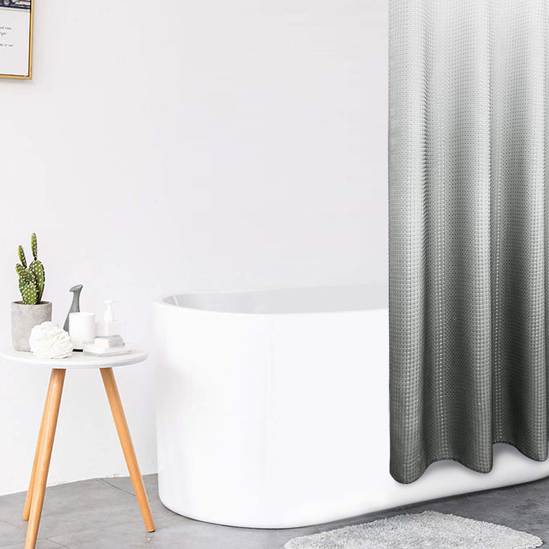 NewNest Australia - Textured Fabric Bath Shower Curtain, Polyester Ombre Shower Curtains for Bathroom, Waterproof Shower Curtain Liner with 12 Hooks,Machine Washable (36 x 72 inch, Grey) 36 x 72 inch 