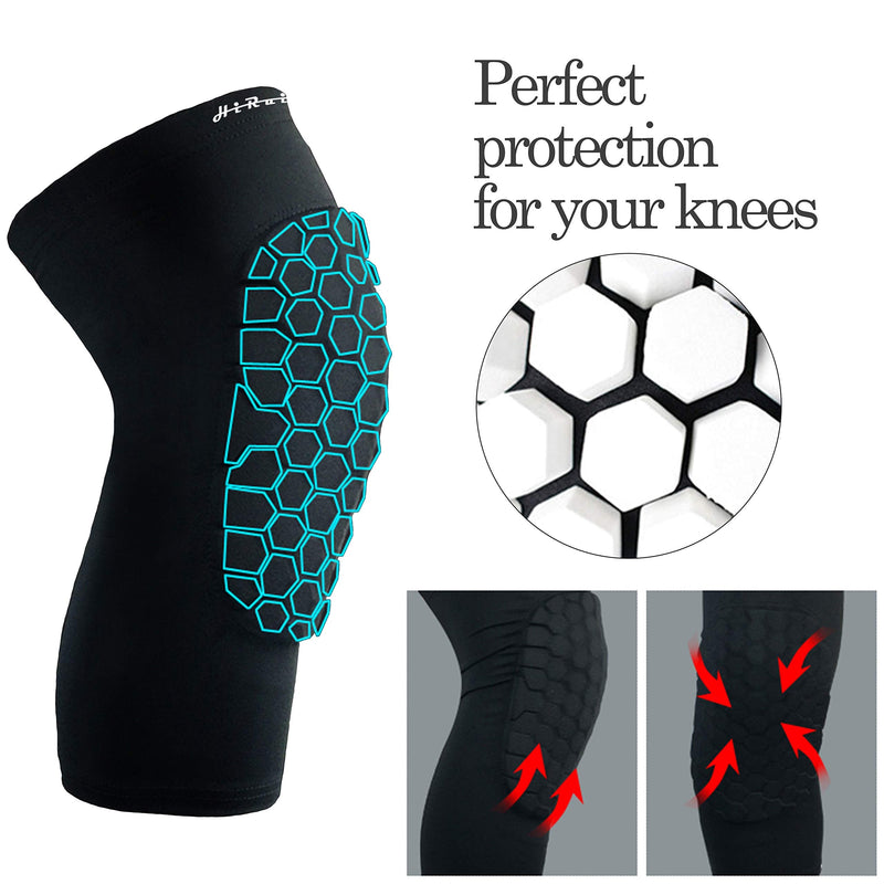 HiRui Knee Pads for Kids Youth Adult, Basketball Baseball Knee Brace Knee Support, Collision Avoidance Kneepad Compression Knee Sleeve for Volleyball Football Cycling Running-1Pair (Black, XL) Black X-Large - NewNest Australia