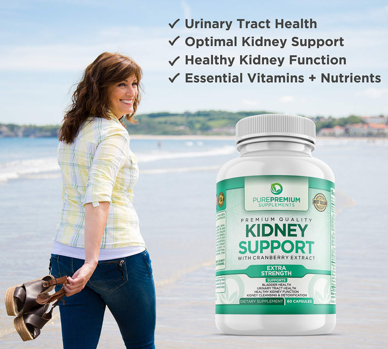 Premium Kidney Support Supplement by PurePremium (Kidney Cleanse Supplement) Supports Urinary Tract and Bladder Health – Cranberry Extract, Astragalus and Uva Ursi Leaf - 60 Caps - NewNest Australia