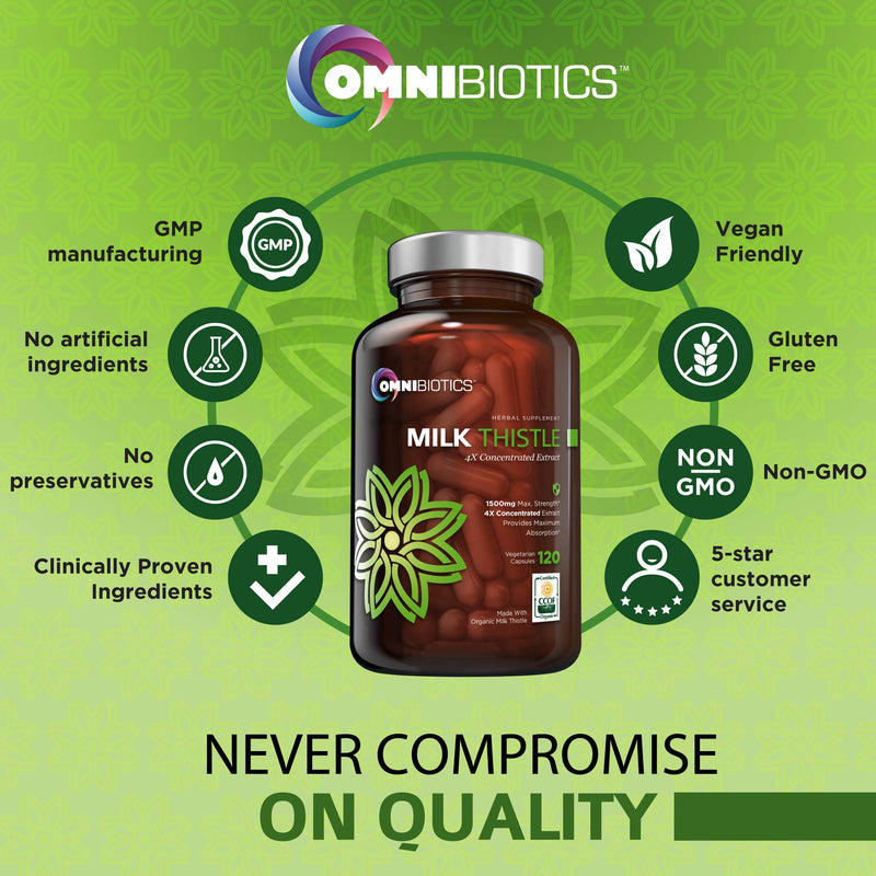 Organic Milk Thistle Capsules, 1500mg 4X Concentrated Extract with Silymarin is The Strongest Milk Thistle Supplement Available. Great for Liver Cleanse & Detox! 120 Vegetarian Capsules - NewNest Australia