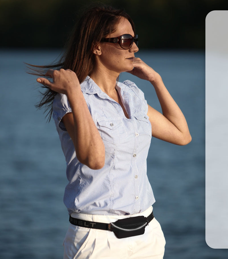 SPIbelt Diabetic Belt: Adult - No-Bounce, Discreet Belt with Hole for Insulin Pump or Other Medical Devices! (Black with Black Zipper) - NewNest Australia