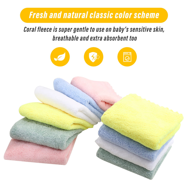 Super Absorbent 10 Pack Burp Cloths - Coral Fleece Gentle on Sensitive Skin for Face and Body, Plush - Milk Spit Up Rags - Burpy Cloth for Baby Boys and Girls - Unisex 17 x 10 Inch by Lovely Care - NewNest Australia