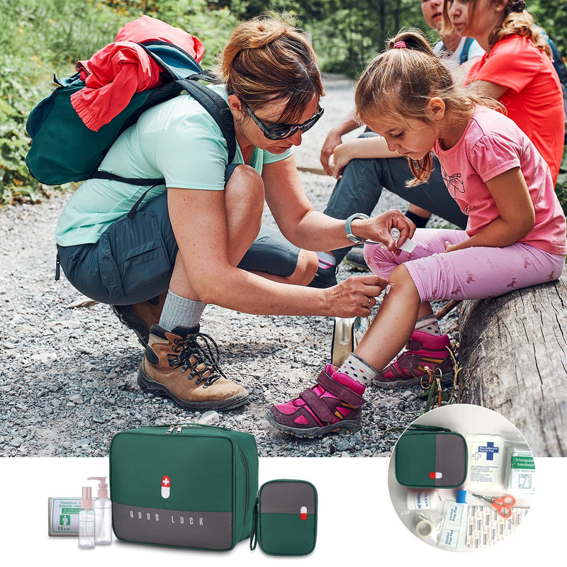 2 Pcs First Aid Bag Empty, Waterproof Medical Bag, 2 Size Travel Medicine Bag, Medicine Storage Bag Built-in Compartment, Portable Medicine Bag for Travelling Camping Home Hiking - NewNest Australia