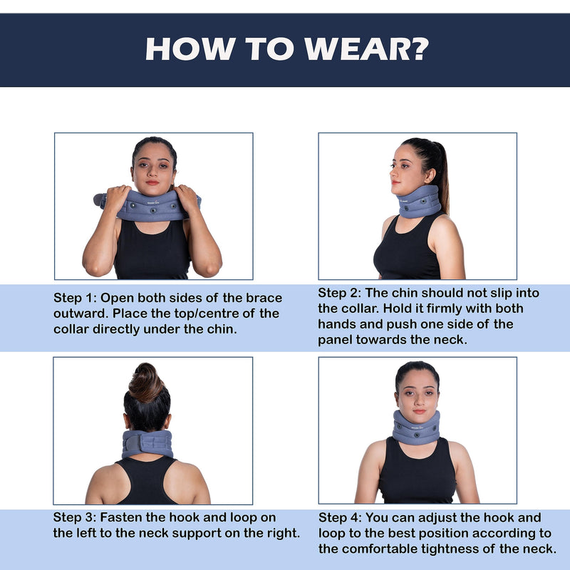 Wonder Care Soft Cervical Collar Adjustable Collar Neck Support Brace Neck Support Soft Neck Collar Neck Brace for Neck Pain and Support for Women & Men-L Large Grey - NewNest Australia
