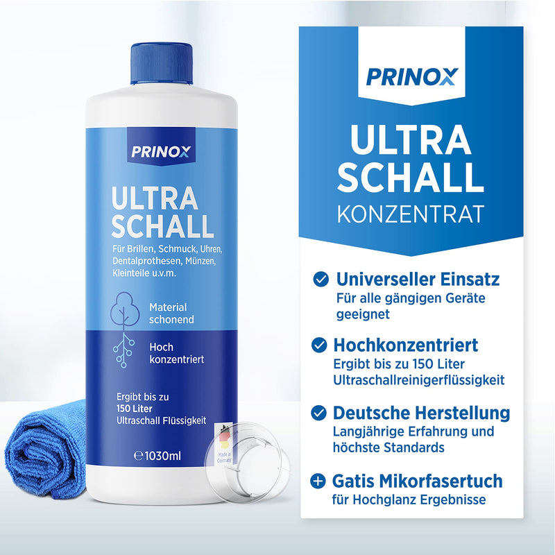 Prinox Ultrasonic Cleaner Concentrate 1030Ml - Extremely Economical - For Glasses, Jewelry, Teeth And Small Parts - For Ultrasound Devices, Ultrasonic Bath 1.03 L (Pack Of 1) - NewNest Australia