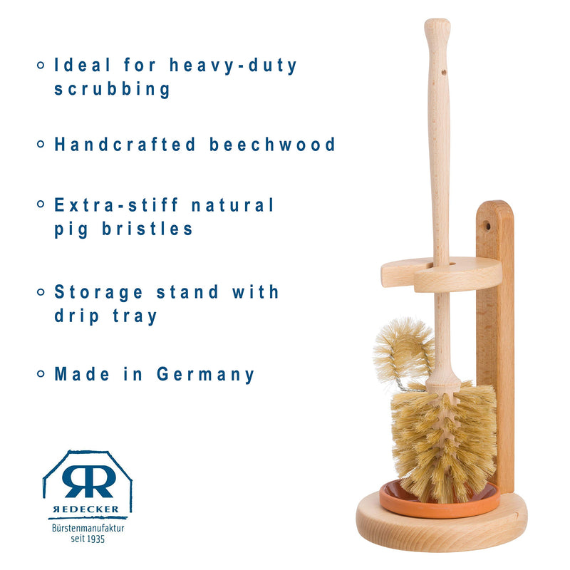 Redecker Natural Pig Bristle Toilet-Brush with Untreated Beechwood Handle, 14-1/2-Inches - NewNest Australia