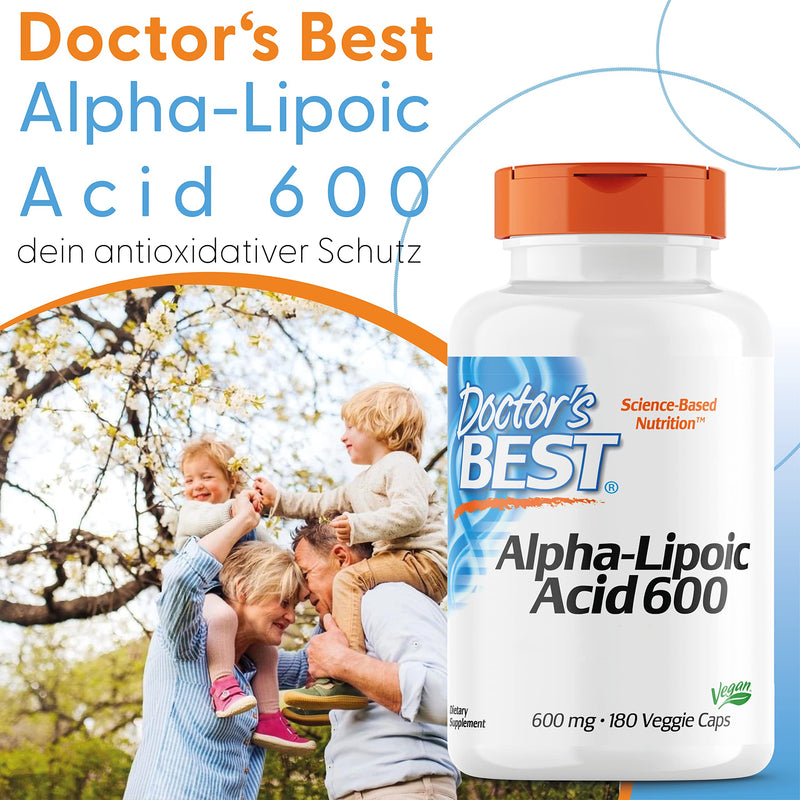 Doctor's Best, Alpha-Lipoic Acid (Alpha Lipoic Acid), 600 mg Depot, 2-Day Dose, 180 Vegan Capsules, High Dose, Laboratory Tested, Non-GMO, Gluten Free 180 Pieces (Pack of 1) 146.0 - NewNest Australia
