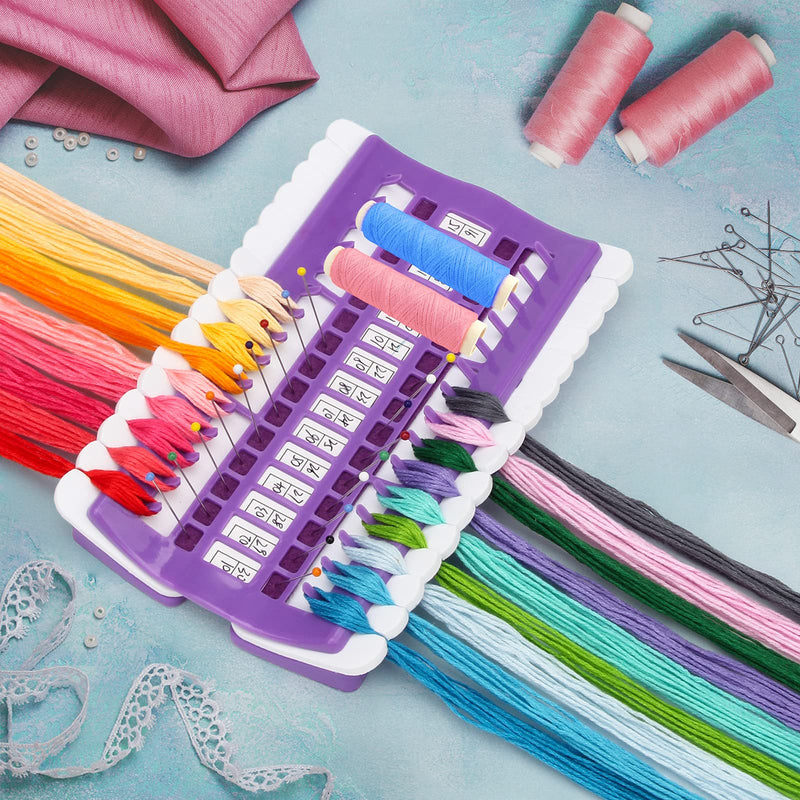 30 Positions Floss Organizer Embroidery Shelf, Luxiv Thread Organizers for Cross Stitch Embroidery Thread Holder with 15 Pcs Replaceable Paper Card Sewing Needle, Embroidery Floss Organizer Purple 30 Positions - NewNest Australia