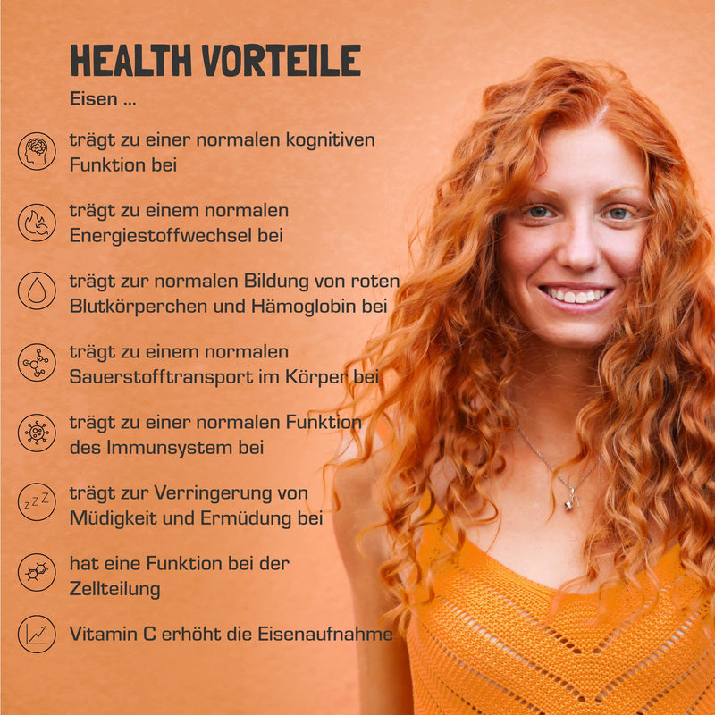 Vegetable iron from curry leaf with 40 mg of natural vitamin C from acerola | in the glass | Iron with 100% NRV | Vegan | Only 1 capsule daily | 2 month supply - NewNest Australia