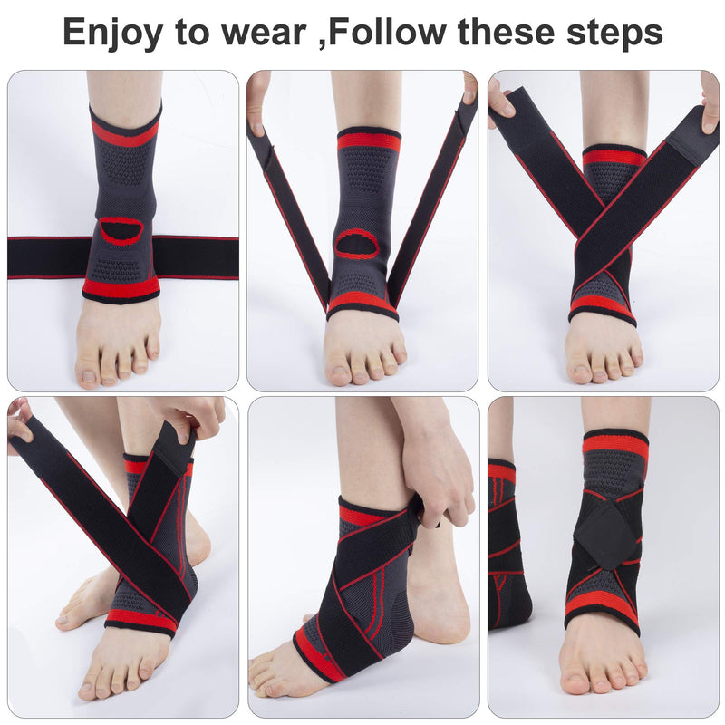 Ankle Support for Women Set of 2 Ankle Brace for Sprained Ankle with Strap Ankle Support Brace for Achilles,Tendon,Sprain,Injury Recovery, Lace up Ankle Brace for Running L Black - NewNest Australia