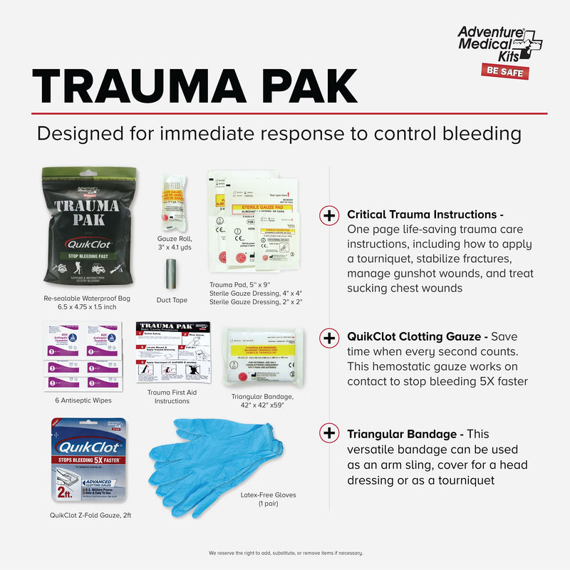 Adventure Medical Kits Trauma Pak with QuikClot Black One Size - NewNest Australia
