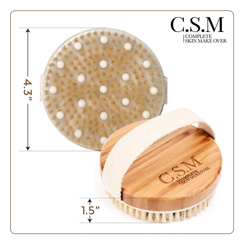CSM Dry Body Brush For Beautiful Skin - Solid Wood Frame & Boar Hair Exfoliating Brush To Exfoliate & Soften Skin, Improve Circulation, Stop Ingrown Hairs, Reduce Acne and Cellulite - NewNest Australia