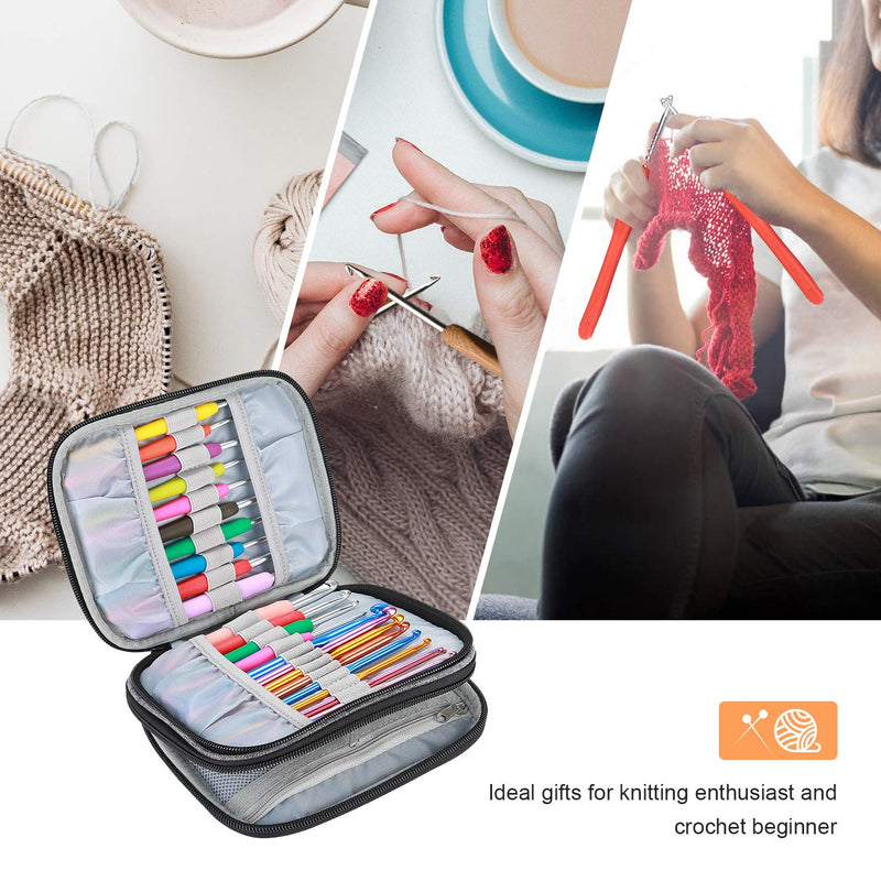 ProCase Crochet Hook Case (up to 6.5 Inches), Travel Organizer Zipper Bag for Various Crochet Hooks, Circular Knitting Needles and Other Accessories (NO Accessories Included), Grey - NewNest Australia
