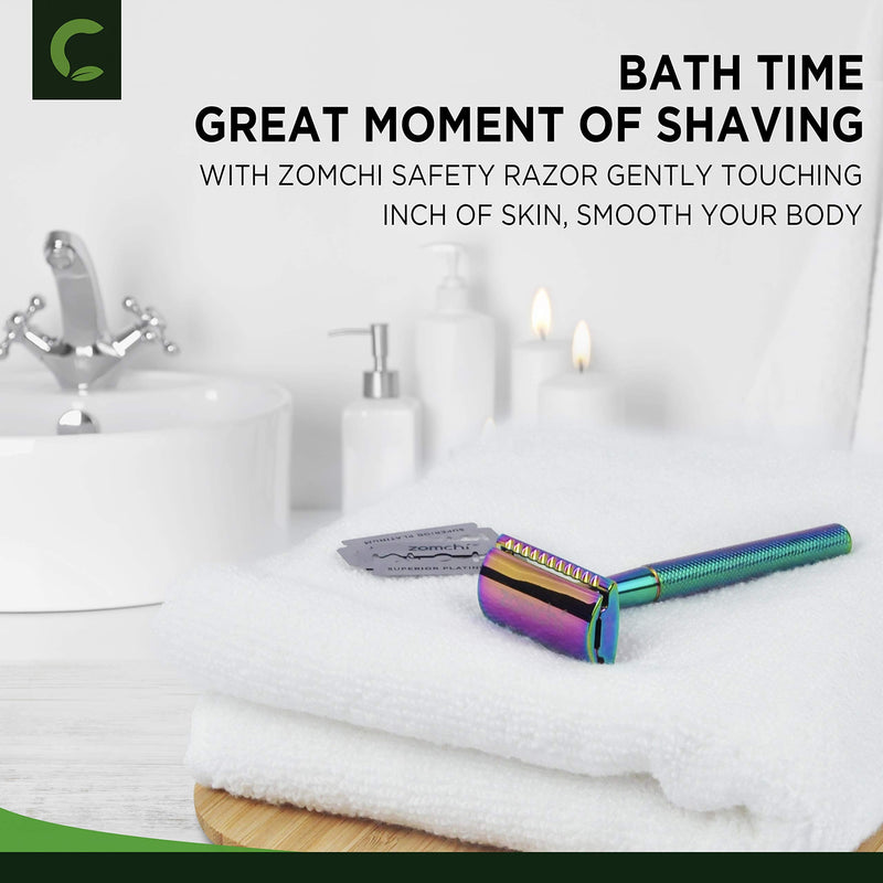 Double Edge Razor for Women with Stand, Women's Razor, Elegant Women's Razor with Delicate Box, Fits All Double Edge Razor Blades (Rainbow) Rainbow With Stand - NewNest Australia