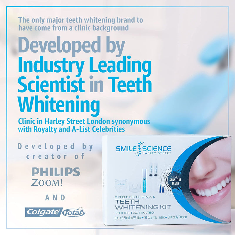 Smile Science Harley Street - Professional Teeth Whitening Kit - Includes Two-Part Intensive Stain Removal - Upto 8 Shades Whiter - for Sensitive Teeth - Rapid Results - 100% Enamel Safe - Vegan - NewNest Australia