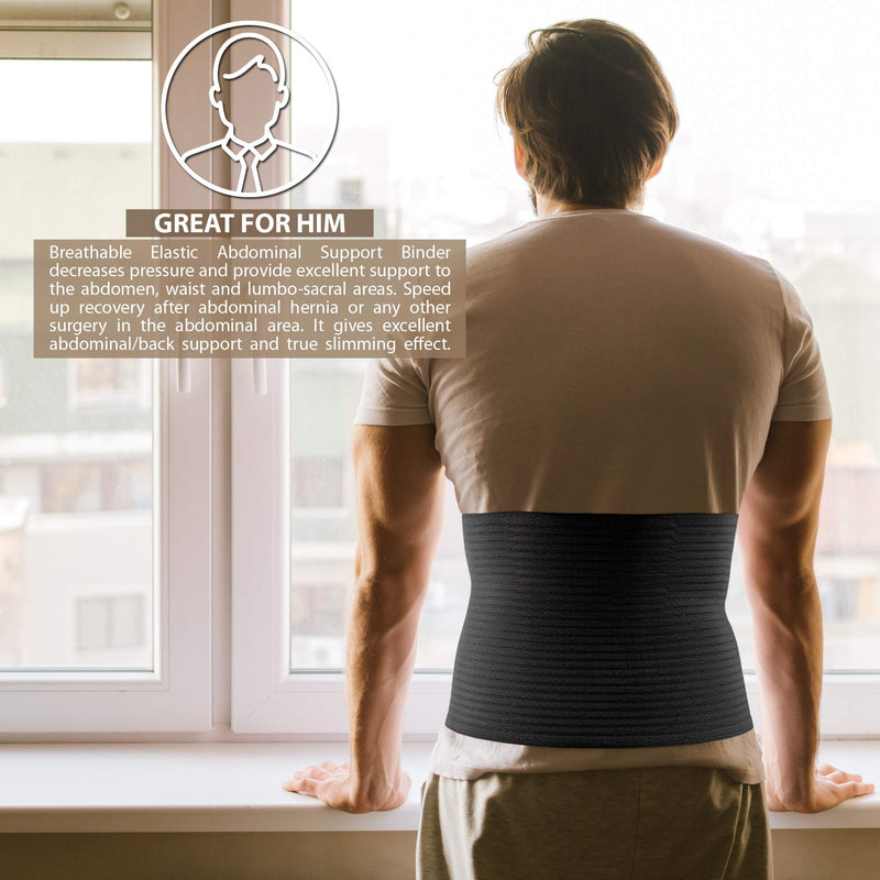 ORTONYX 10.25" Abdominal Binder for Men and Women/Postpartum Post-Operative Post-Surgery Wrap/Abdomen Navel Umbilical Hernia Support Belt / 524010 Black L/XXL L/XXL (35"-52") - NewNest Australia