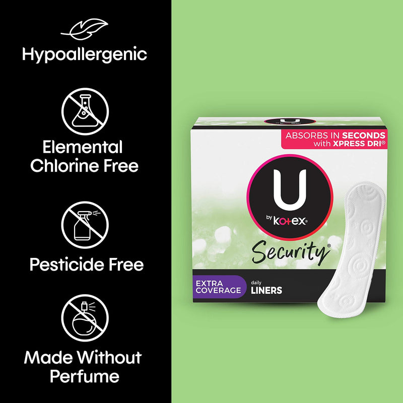 U by Kotex Security Lightdays Panty Liners, Light Absorbency, Extra Coverage, Unscented, 112 Count Extra-Coverage (112 Count) - NewNest Australia