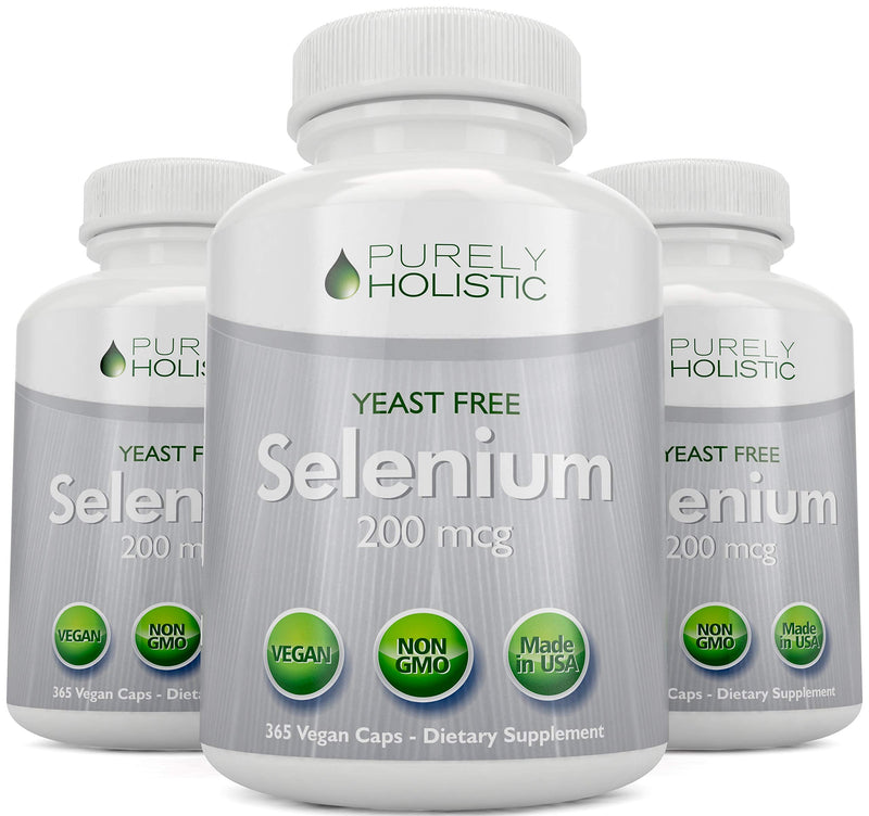 Selenium 200mcg - 365 Vegan Capsules not Tablets - Pure & Yeast Free L-Selenomethionine for Improved Absorption - Thyroid, Heart, and Immune System Support - Antioxidant Trace Mineral - Made in USA - NewNest Australia