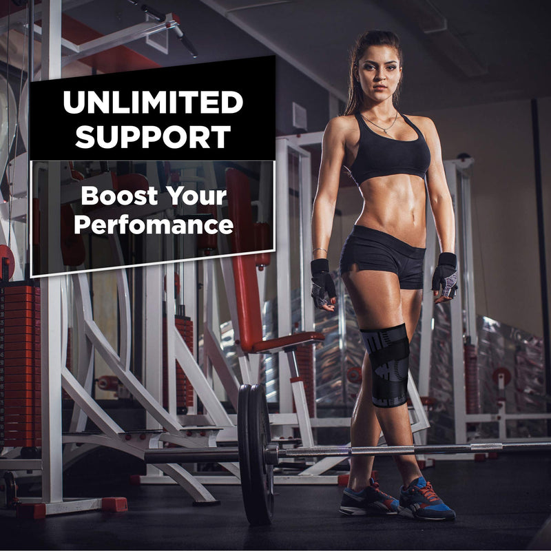 PURE SUPPORT Knee Brace Sleeve | with Strap Compression Patella Stabilizer for Meniscus Tear | Arthritis Pain | Running | Basketball | Crossfit | Sports | Gym | Women | Men XL Black/Straps - NewNest Australia