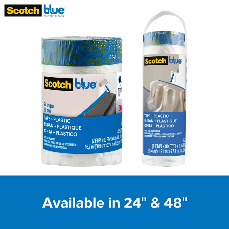 ScotchBlue Pre-taped Painter's Plastic, Unfolds to 24 inches by 30 yards, PT2093EL-24 24" Width - NewNest Australia