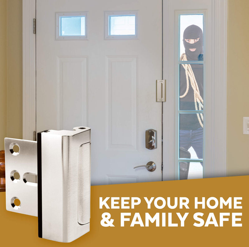 Door Lock for Home Security (2-Pack) - Easy to Install Door Latch Device, Aluminum Construction, Satin Nickel Door Locks for Door Security | Child Proof & Tamper Resistant, Satin Nickel Door Locks 2 Pack - NewNest Australia