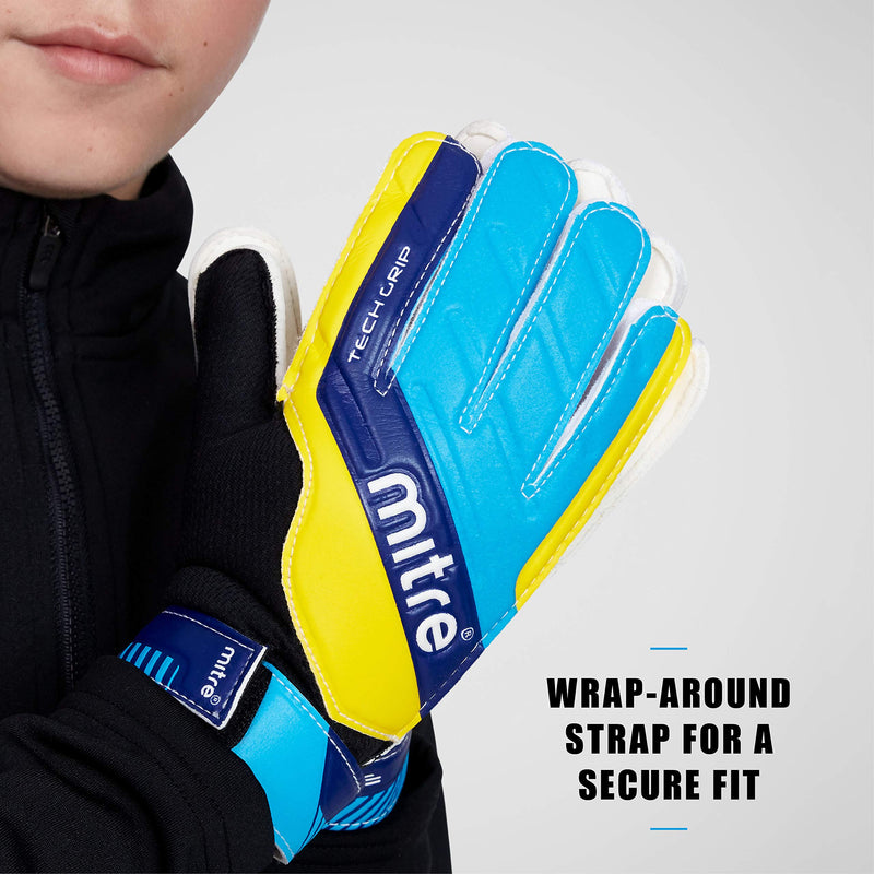 Mitre Magnetite Soccer Goalie Gloves , Black/Cyan/Yellow, Size 10 - NewNest Australia