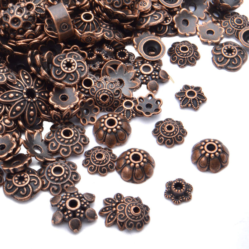 BronaGrand 100 Gram(About 180-350pcs) Bead Caps Metal Spacers Jewelry Findings Accessories for Bracelet Necklace Jewelry Making,Antique Copper Antique Copper - NewNest Australia