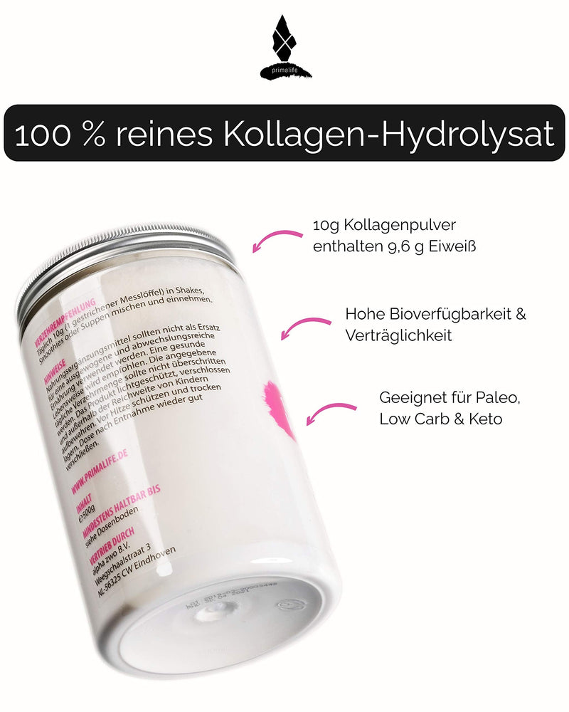 primalife - Collagen made from Grazing - 100% Pure Collagen Hydrolysate - 500 g - without Additives - Optimal for Paleo, Atkins, Keto and Low Carb Nutrition - Produced in Germany - NewNest Australia