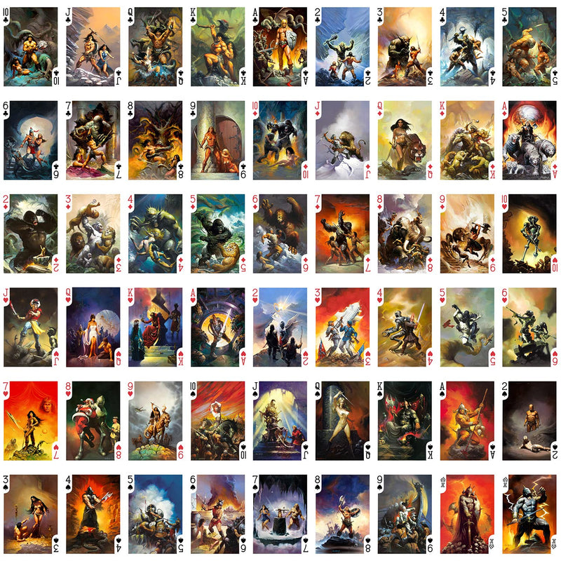 FANSTASY Playing Cards (Poker Deck 54 Cards All Different) Vintage Retro Fantasy SciFi Magazine Covers Comic Art by Ken Kelly Barbarians and Magic - NewNest Australia