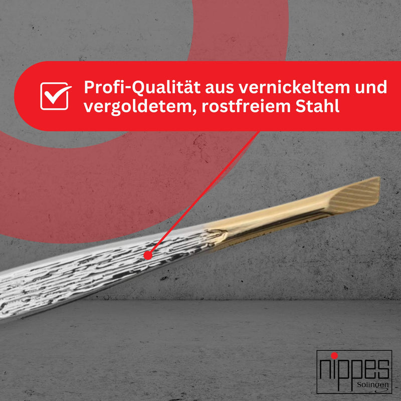 nippes Solingen, tweezers 37SGP For removing the finest hairs Nickel-plated steel 9 cm, gold-plated tip, 1 piece slanted - NewNest Australia