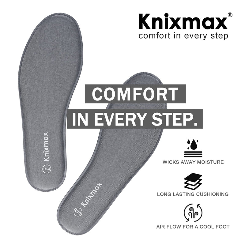 Knixmax Women Men Memory Foam Insoles Comfort Inner Soles Cushioned Shoe Inserts Shock Absorption Foot Support Pads for Running Trainers Work Boots Walking Shoes Wellies 5 Memory Foam/Grey/for Daily - NewNest Australia