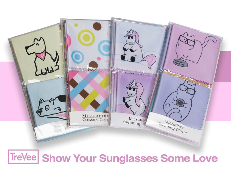 TreVee Microfiber Cleaning Cloth - Microfiber Cloth Fabric Cleaner for Polishing Lens, Eyeglasses, Phone, Computer Monitor, Laptop Screen - Cute Dog Design in Blue, Pink, Green, Yellow - 10-Pack, 6x6" - NewNest Australia