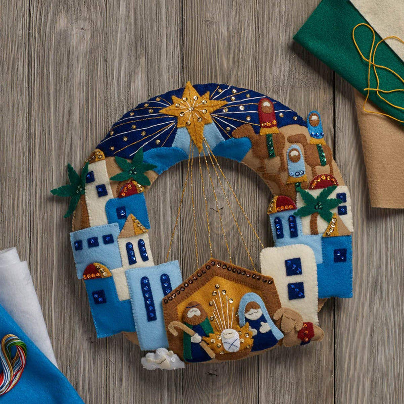 Bucilla Felt Applique Wreath Town of Bethlehem, Size 13 x 12.5-Inch - NewNest Australia