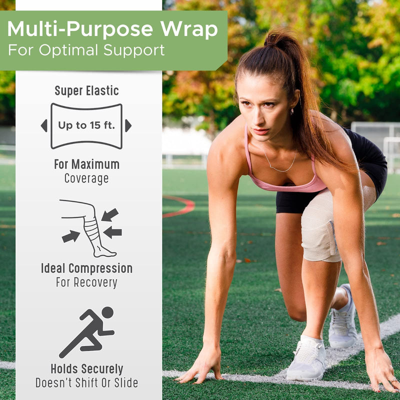 GT USA Organic Cotton Elastic Bandage Wrap (3" Wide, 1 Pack) | Hook & Loop Fasteners at Both Ends | Latex Free | Hypoallergenic Compression Roll for Sprains & Injuries 3" Wide - NewNest Australia