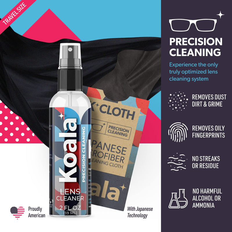 Koala Eyeglass Lens Cleaner Spray Kit | American Made | 2 Ounces + 1 Koala Cloth | Streak and Alcohol Free | Carefully Engineered Glasses Cleaner | Safe for All Lenses 2 Piece Set - NewNest Australia