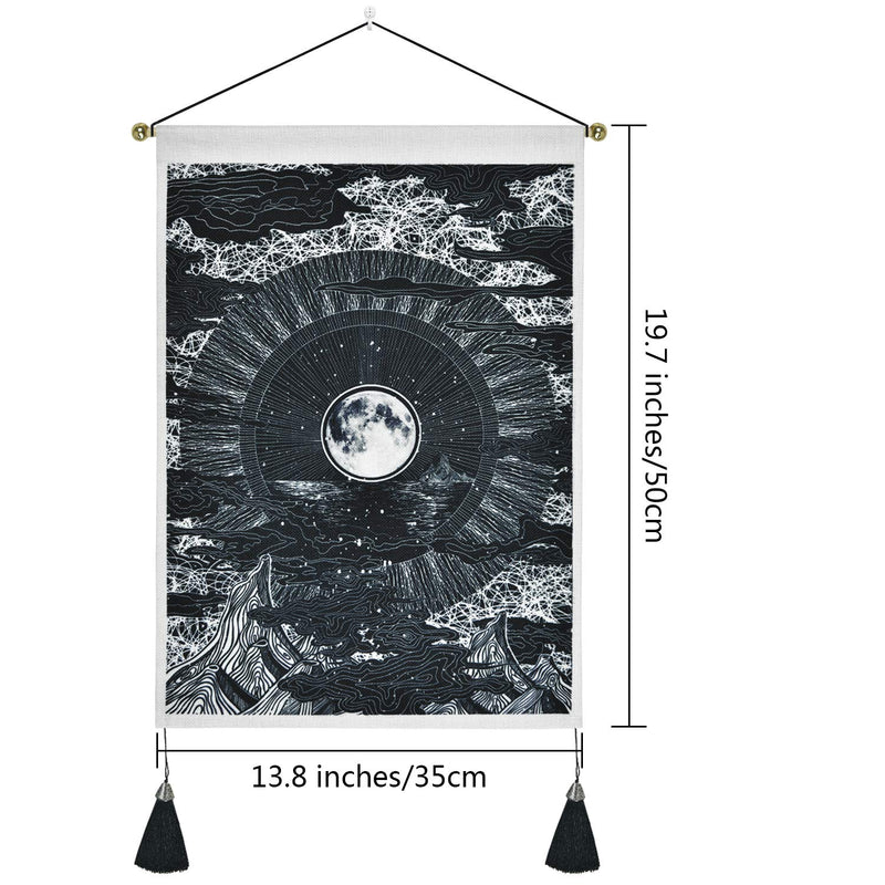 NewNest Australia - Pack of 2 Tapestry Moon and Star Tapestry Ocean Wave Tapestry Black and White Tapestries Mountain Tapestry Sunset Great Wave Tapestry Wall Hanging for Room (13.8 x 19.7 inches) 