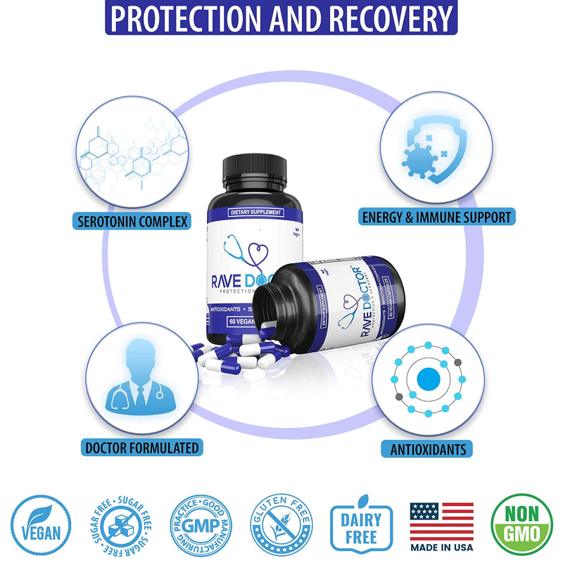 Rave Doctor, Rave Vitamins, Rave Gear, Festival Necessities, Rave Supplements, Rave Pack, Rave Recovery Pills, Rave Pills, 5HTP Rave, Festival Supplement - NewNest Australia