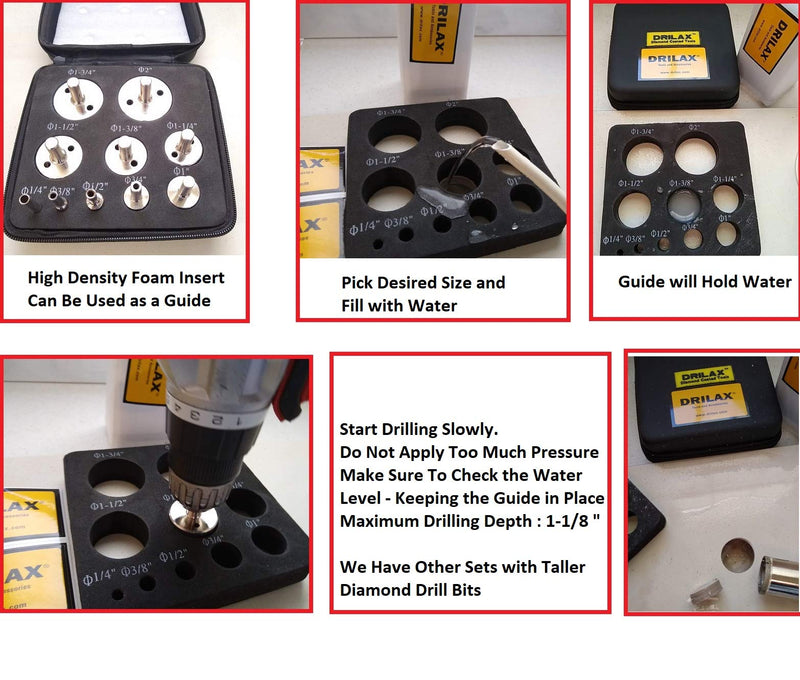 Diamond Drill Bit Hole Saw Set Guide Included 10 Pieces 1/4, 3/8, 1/2 (0.5 Inch) , 3/4 , 1, 1 1/4, 1 3/8, 1 1/2, 1 3/4, 2 inches Kitchen Bath Faucet Drilling Tool Ceramic Porcelain Tiles Glass Granite - NewNest Australia