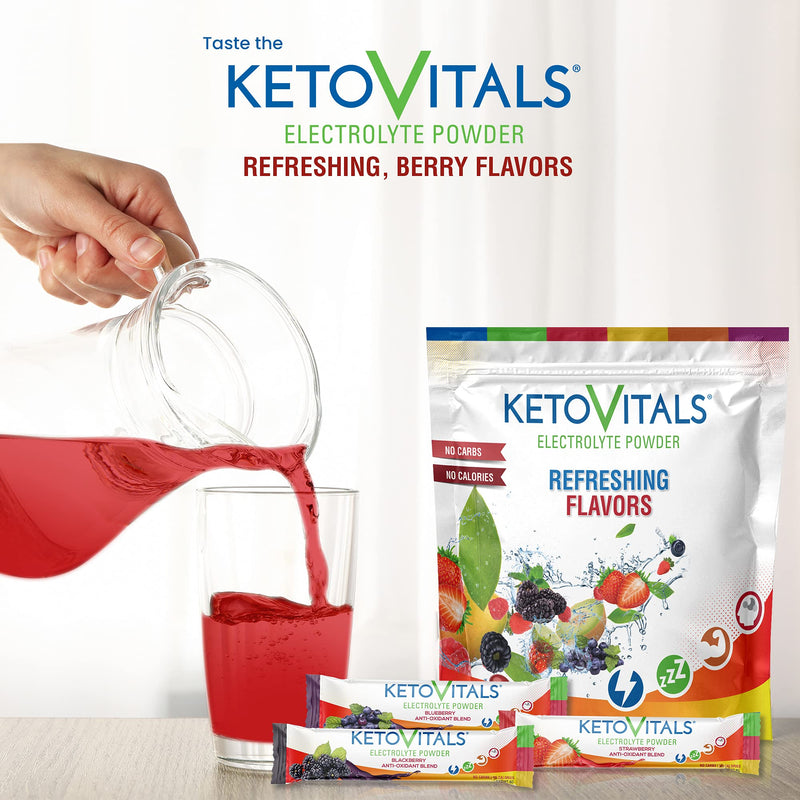 Keto Vitals Berry Antioxidant Electrolyte Powder Stick Packs | Keto Friendly Electrolytes Travel Packets | Variety Individual Packets | Energy Drink Mix | Zero Calorie | Zero Carb (Berry Assorted, 30) Berry Assorted 30 Count (Pack of 1) - NewNest Australia