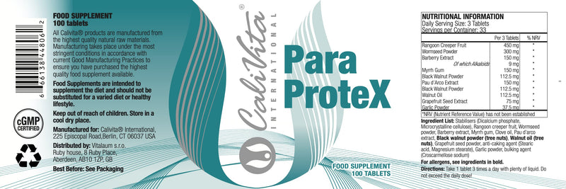 ParaProtex - Colon Cleanse Tablets - Natural Dewormer for Humans - Gut Health Supplement - Garlic Powder, Clove Oil, Grapefruit Seed Extract, Wormwood & More - 100 Tablets - by CaliVita - NewNest Australia