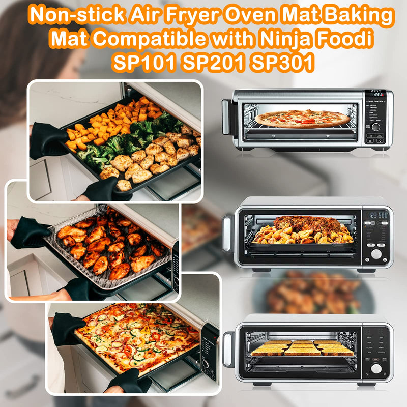 Palksky Air Fryer Oven Liners 4 PCS Compatible with Ninja Foodi SP101 SP201 SP301, Non-Stick Air Fryer Toaster Oven Mat(14 * 12inch) Reusable Microwave Bottom of Gas & Electric Oven Baking Mat - NewNest Australia