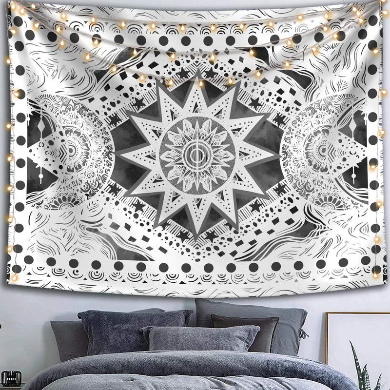 NewNest Australia - Fowocu Gray and White Sun and Moon Tapestry Wall Hanging, Indie Hippie Mandala Cool Wall Tapestries, Tapestry for Bedroom Living Room Dorm (Gray and White, 50'' × 60'') 50'' × 60'' 