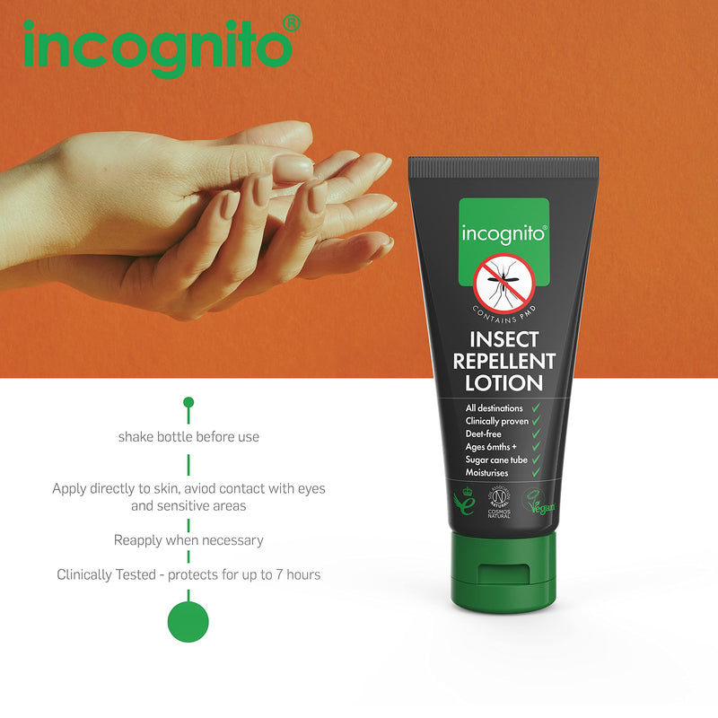 Incognito Insect Repellent Lotion 100 ml - Protects For Up To 7 Hours - Natural, DEET free formula - Insect Repellent & Moisturiser For Soft Protected Skin - Travel Friendly Organic Mosquito Repellent - NewNest Australia
