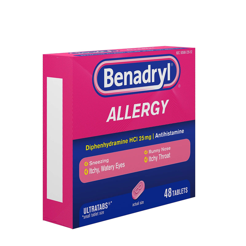 Benadryl Ultratabs Antihistamine Allergy Medicine, Diphenhydramine HCl Tablets, 48 ct 48 Count (Pack of 1) - NewNest Australia