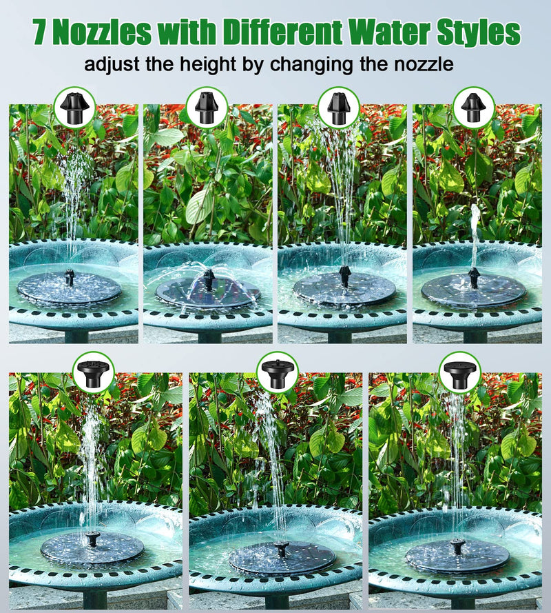 SZMP Solar Fountain Innovative Six-Pointed Star Colorful Light, 4W Solar Powered Fountain Pump with 7 Nozzle & 4 Fixer, Solar Bird Bath Fountain with Battery for Garden, Pond, Pool, Fish Tank, Outdoor - NewNest Australia