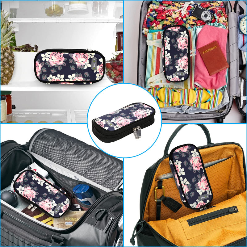 YOUSHARES Insulin Cooler Bag Diabetic Bag, Insulin Pen Bag with 2 Nylon Ice Packs, Diabetic Bag for Diabetic Supplies, Keep Supplies Safe and Cool (Blossom) Red Flower on Black - NewNest Australia