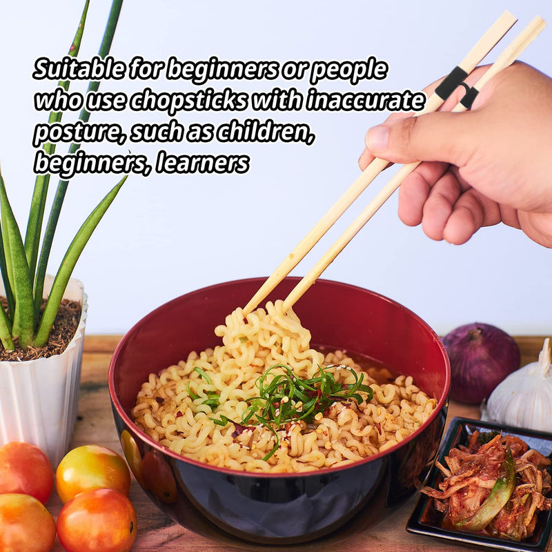 24 Pieces Reusable Kid Training Chopstick Helper for Kids Adults Beginner Learner or Trainers, Plastic Practice Chop Stick Pack, Hinges Connector for Practice Chopstick (Black 12pcs + Red 12pcs) Black 12pcs + Red 12pcs - NewNest Australia