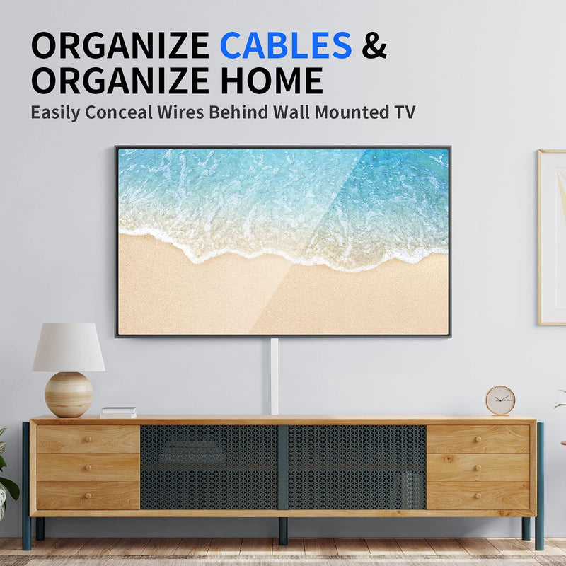 One-Cord Channel Cord Hider Wall, Delamu 157in Cable Cover, Cable Concealer Raceway, Cable Hider, Paintable Wire Covers for Wall Mounted TV, Cable Management System, 10xL15.7 W0.59 H0.4in, CC03 White Small - NewNest Australia